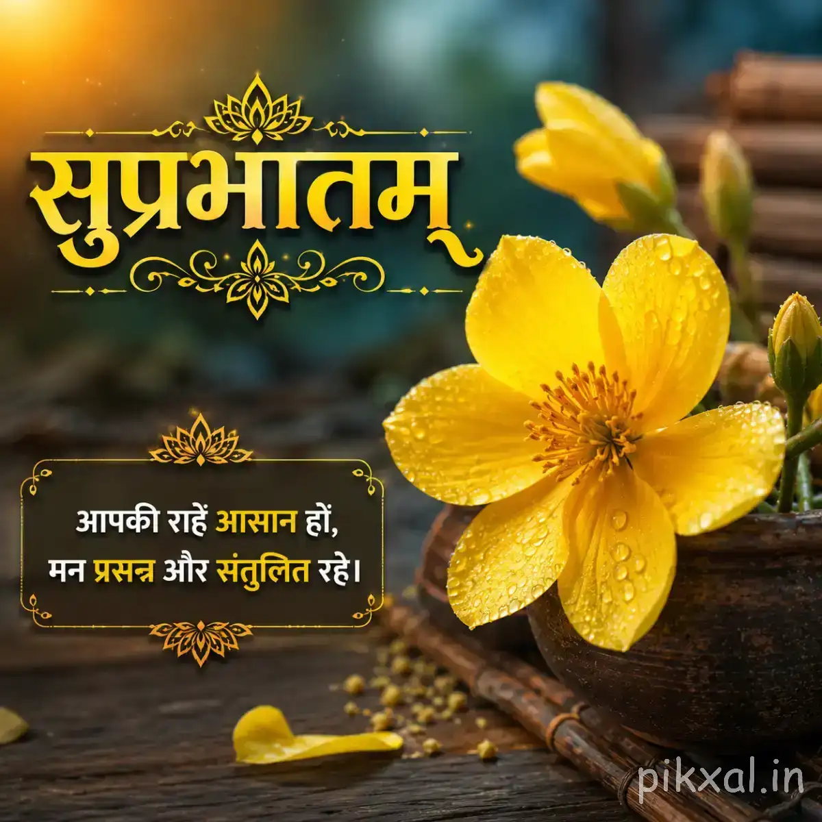 YellowBeautiful Good Morning Flower Images with morning wishes