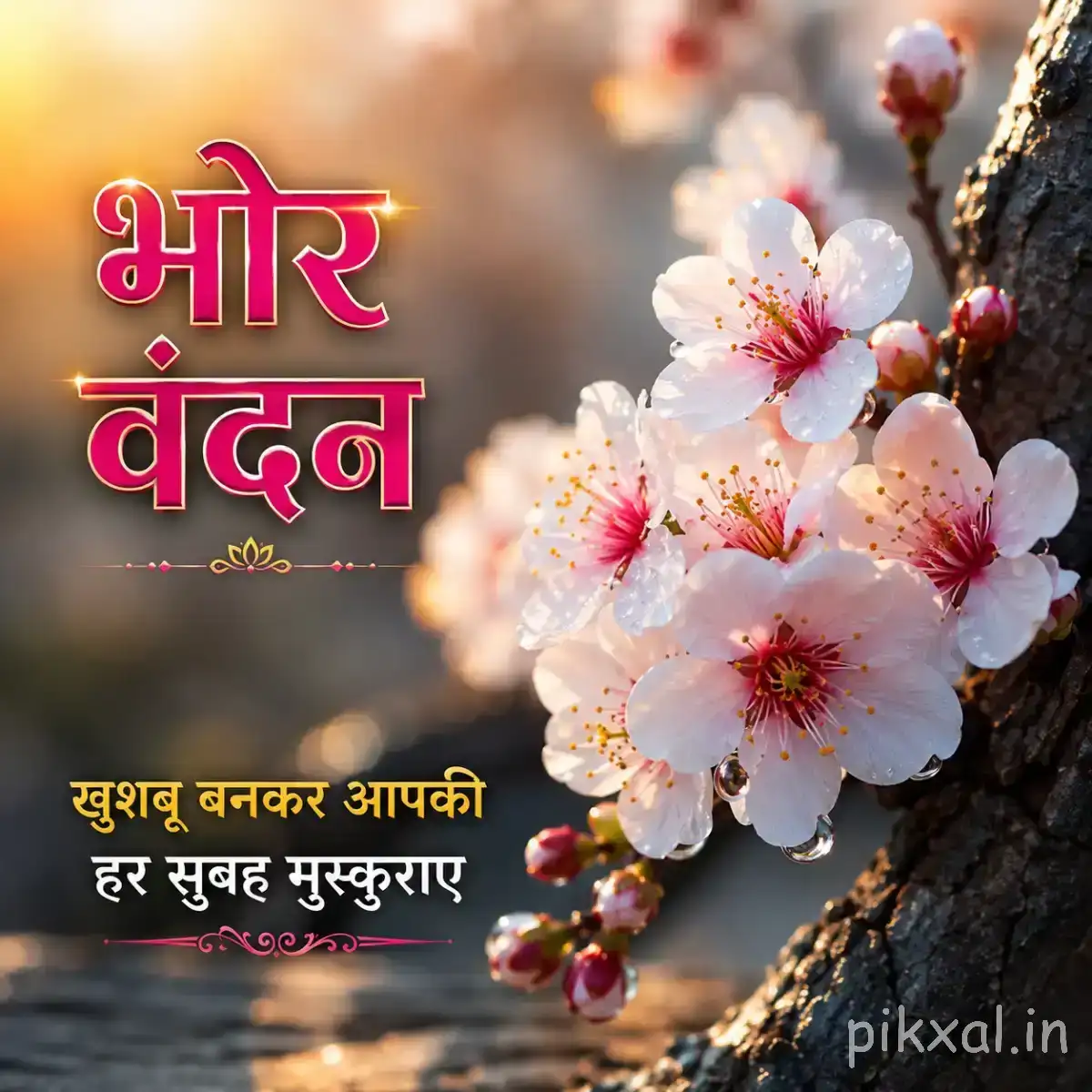 White flowers with pink centers clustered along a flowering branch against a softly blurred background