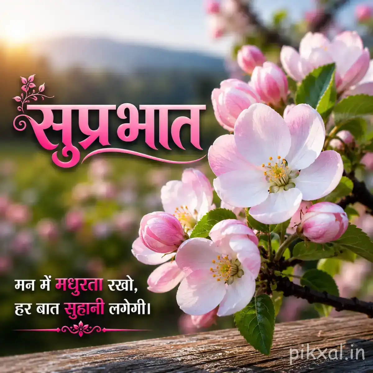 Cluster of pink and white flowers with green leaves against a softly blurred garden background