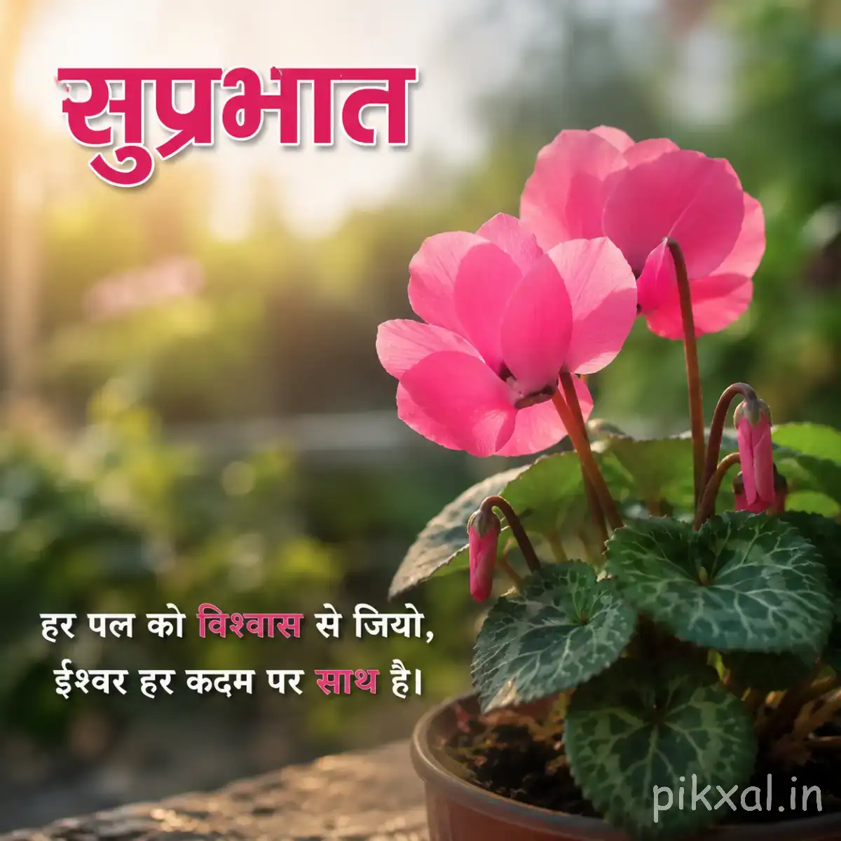Several pink flowers with rounded petals and green leaves against a softly blurred garden background
