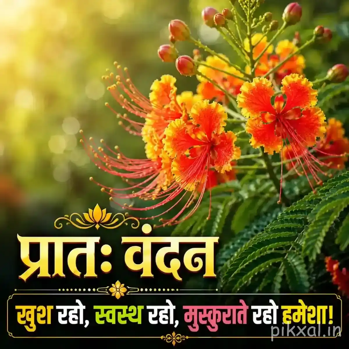 Orange flowers with layered petals growing in a dense cluster along a leafy branch
