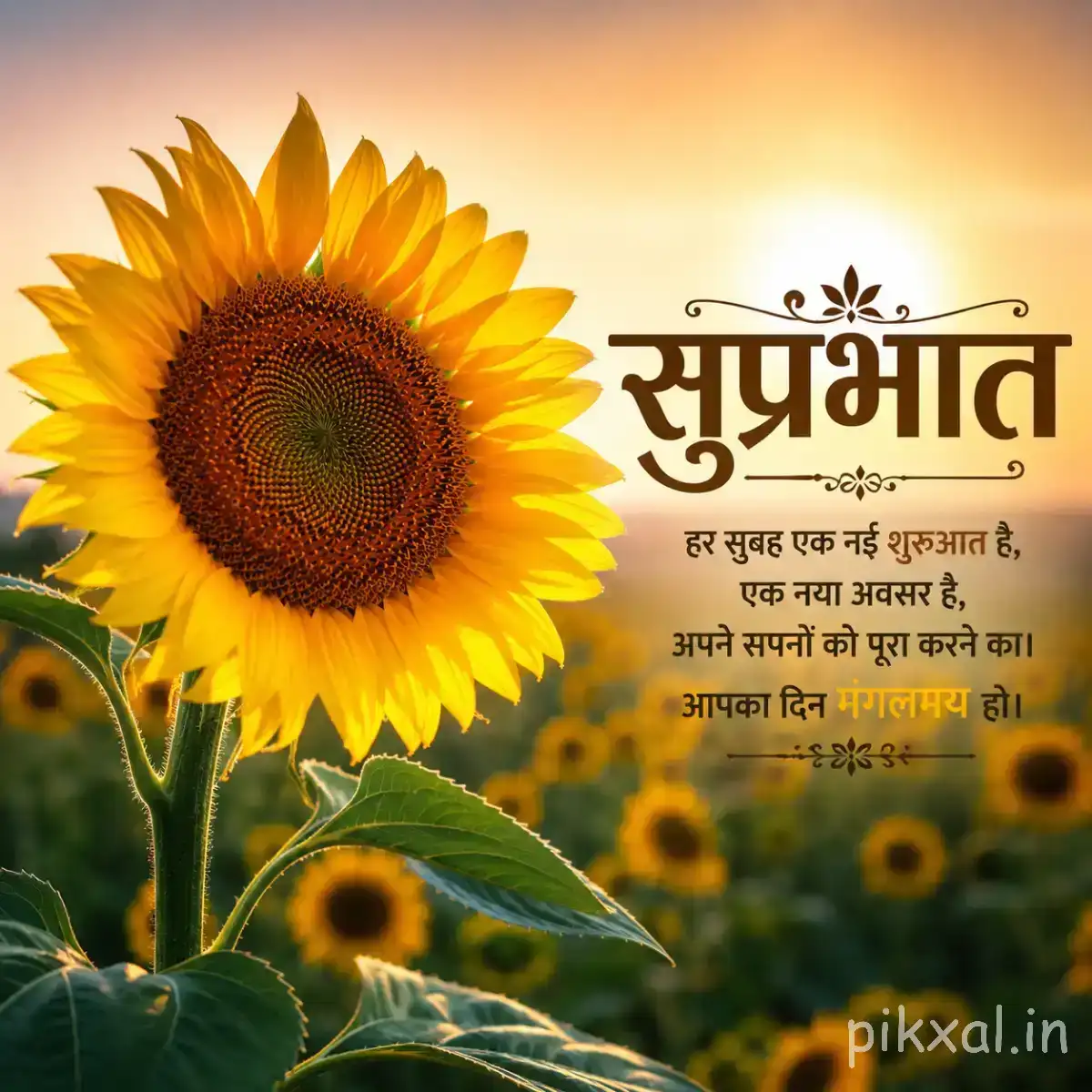 Large yellow flower with a dark center and green leaves against a softly blurred garden background