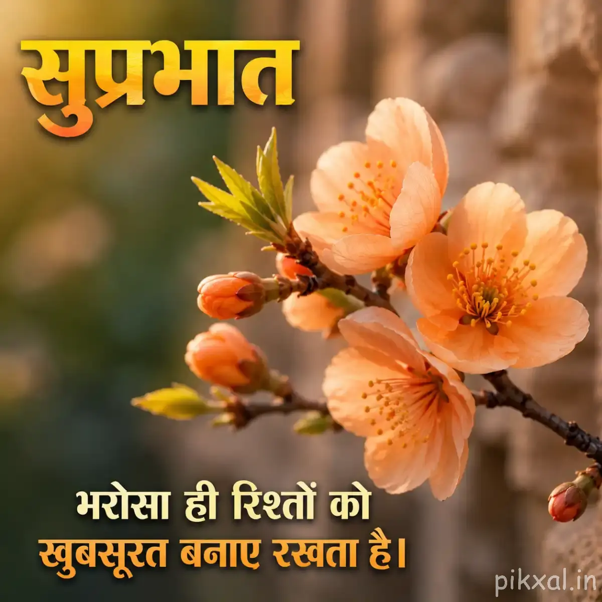 Pale orange flowers with dark-speckled centers and buds on a branching stem