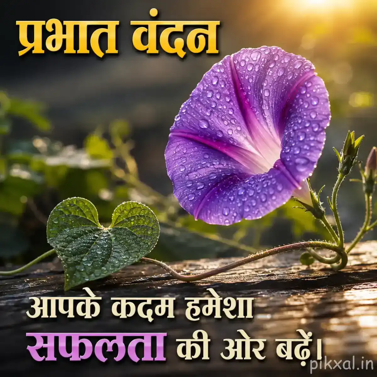 Single cup-shaped purple flower with green leaves and a low ground-level setting