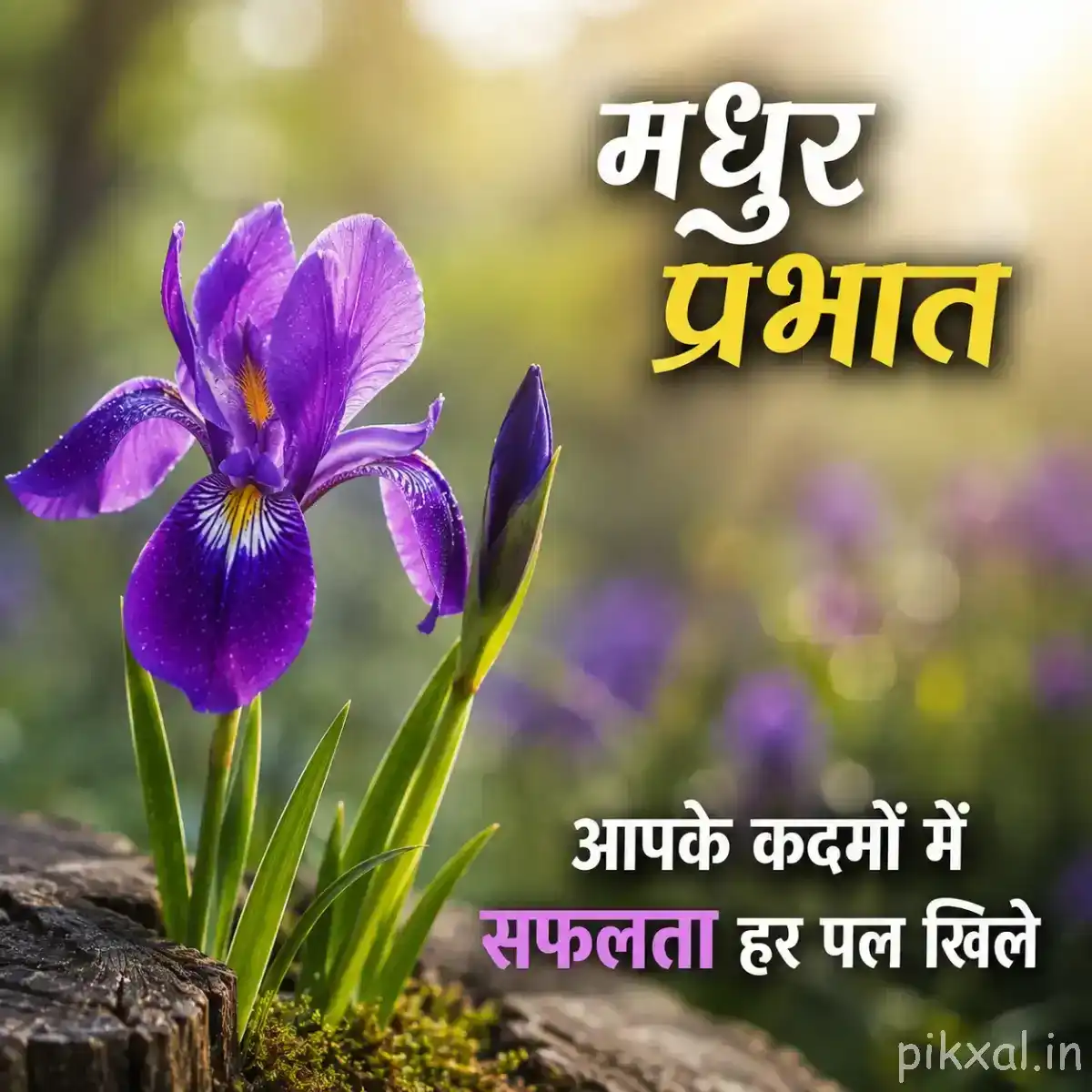Upright purple flowers with pointed petals and green leaves on a mossy surface
