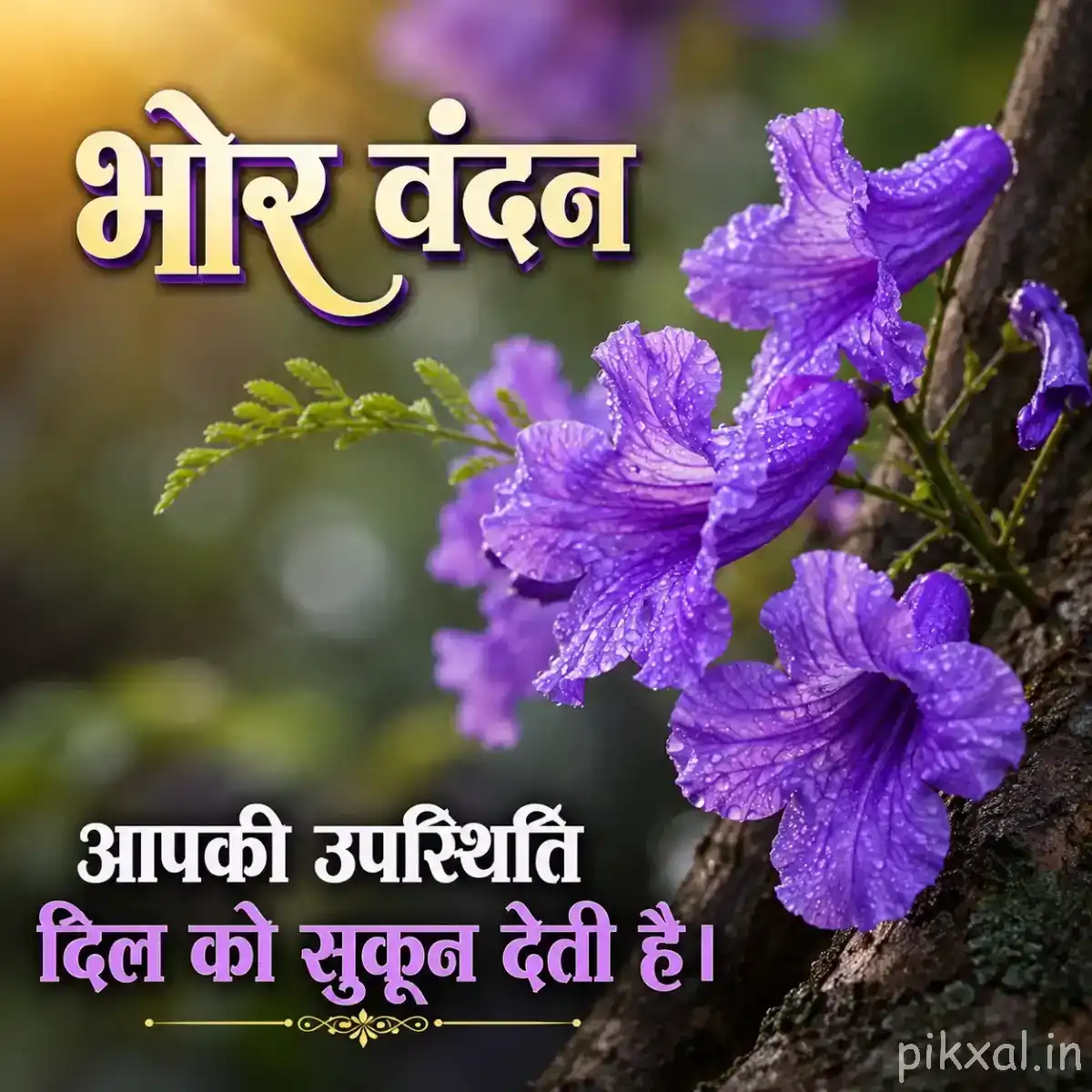 Several purple flowers growing along leafy stems against a softly blurred garden background