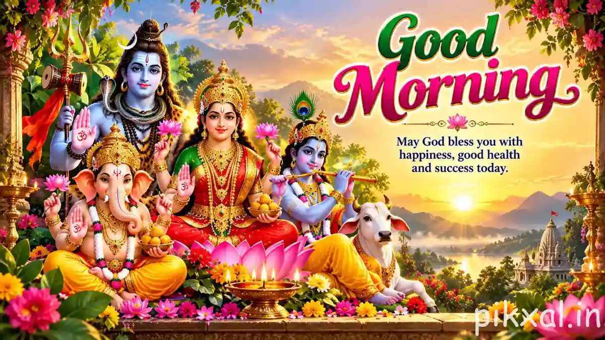Good Morning God Images with Shiva, Krishna, Ganesha and Lakshmi