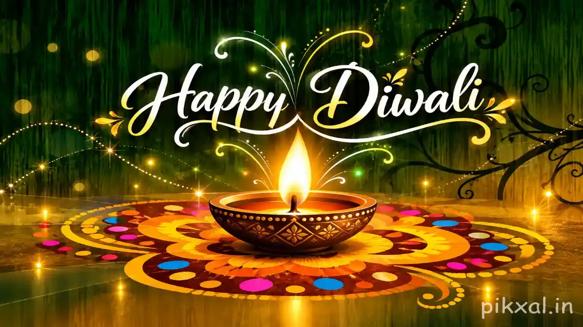 Diwali Instagram captions and downloadable wishes images with glowing diyas and festive decorations